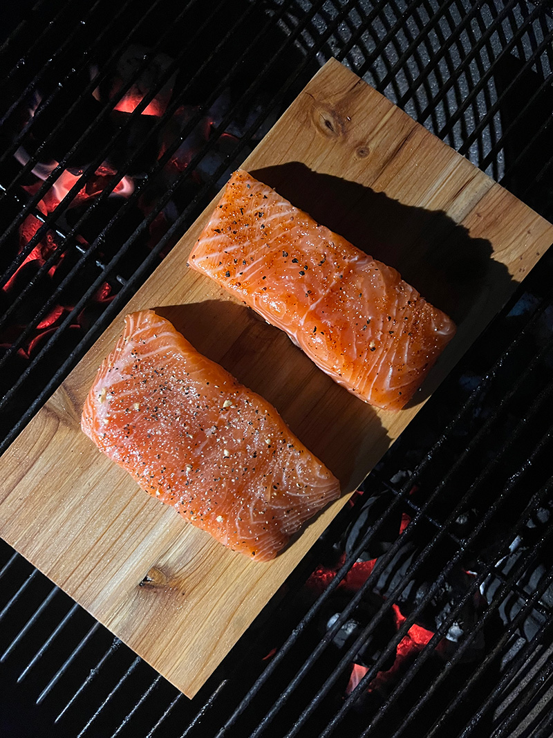 Cedar Plank Salmon Over Charcoal